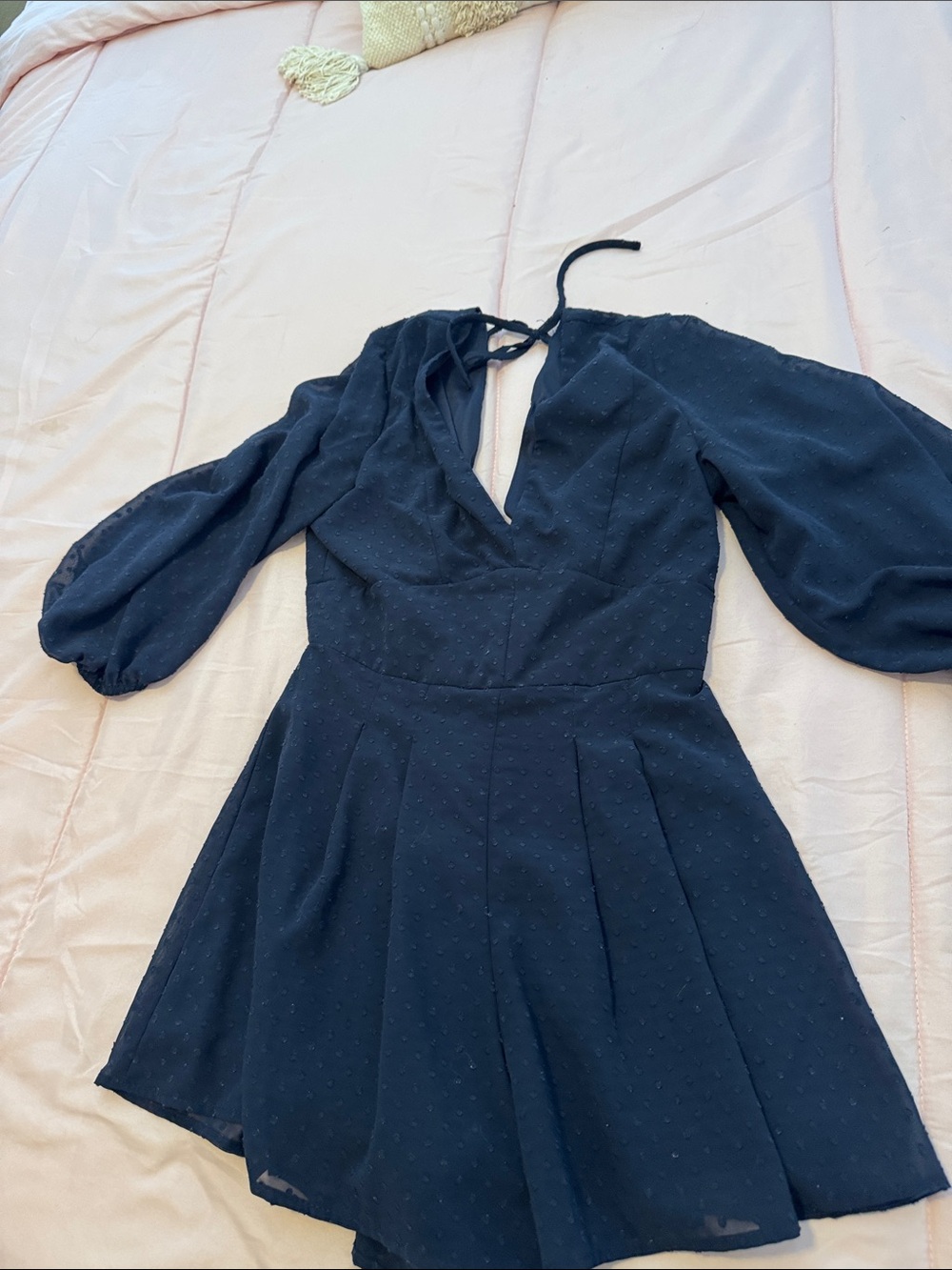 miami Navy Mini Dress with Puff Sleeves